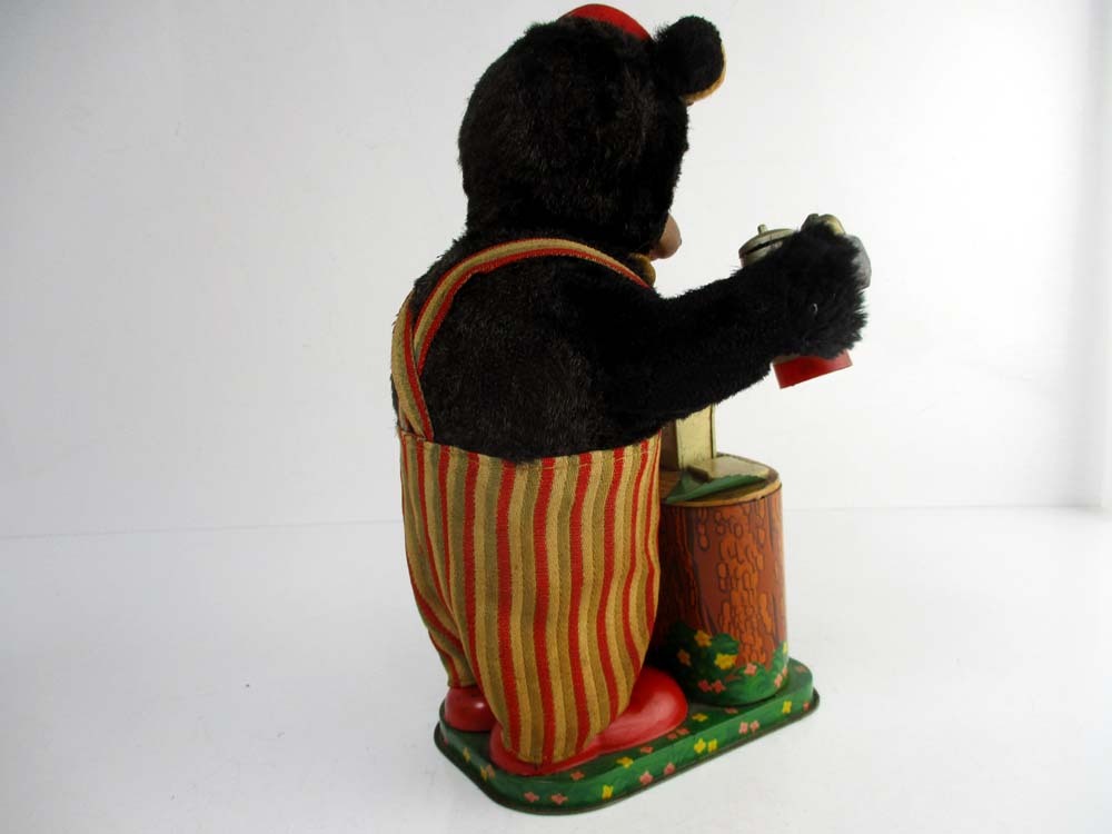 希少 野村トーイ 1950年代製 Coffee Time Bear ほぼ完動品 高さ約25cmの画像4