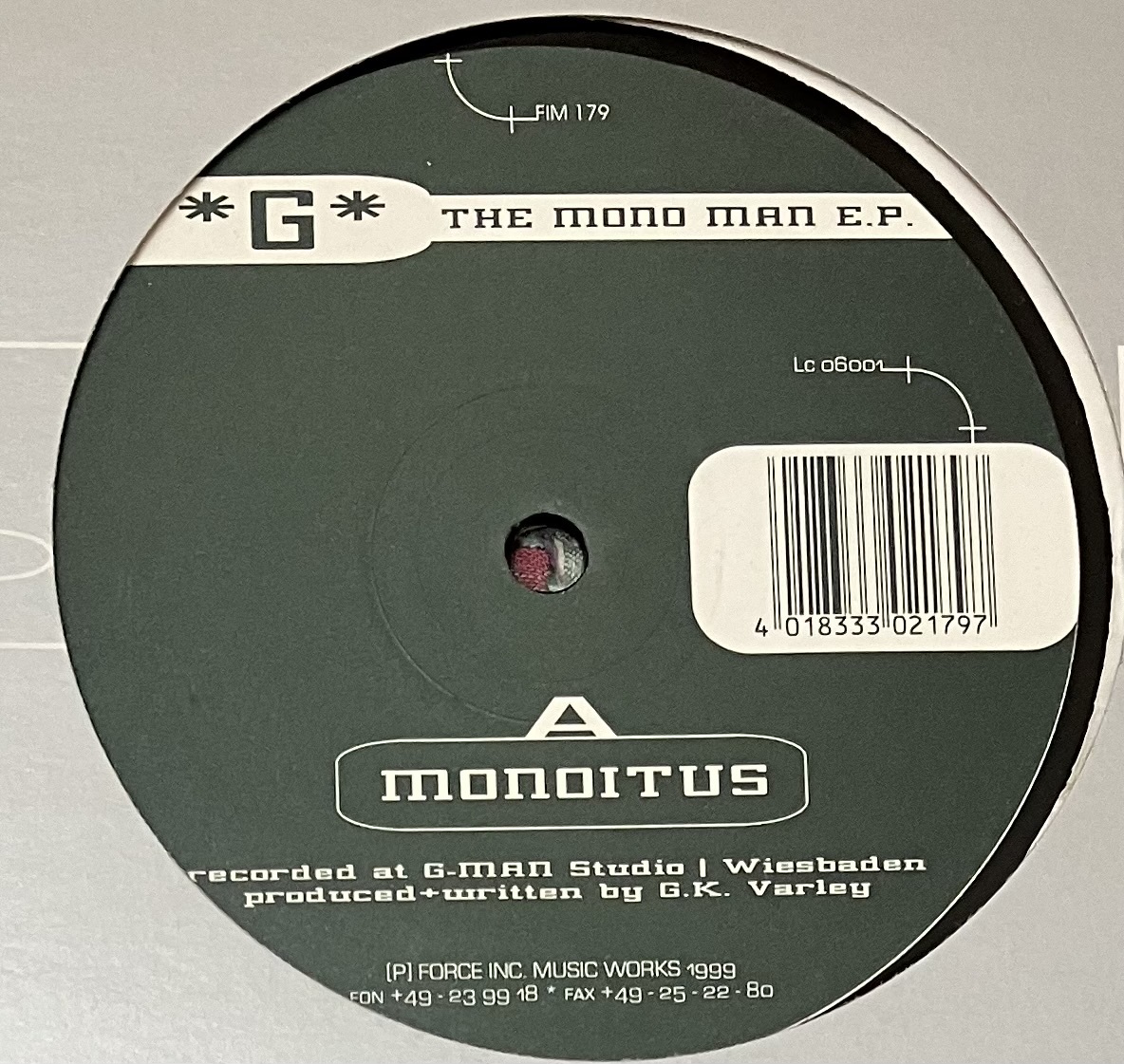 [ 12 / レコード ] G / The Mono Man E.P. ( Techno ) Force Inc. Music Works 90年代 テクノ_画像2