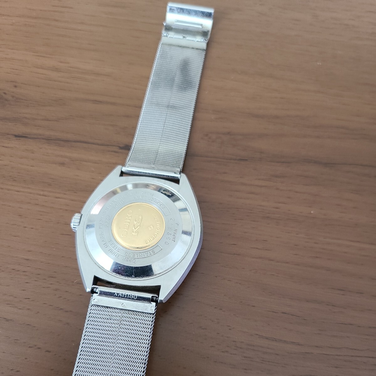 希少 稼働品 SEIKO セイコー キングセイコー Hi-BEAT 自動巻き 5625-7060 デイト CHRONO METER OFFICIALLY CERTIFIED シルバー 腕時計 の画像9