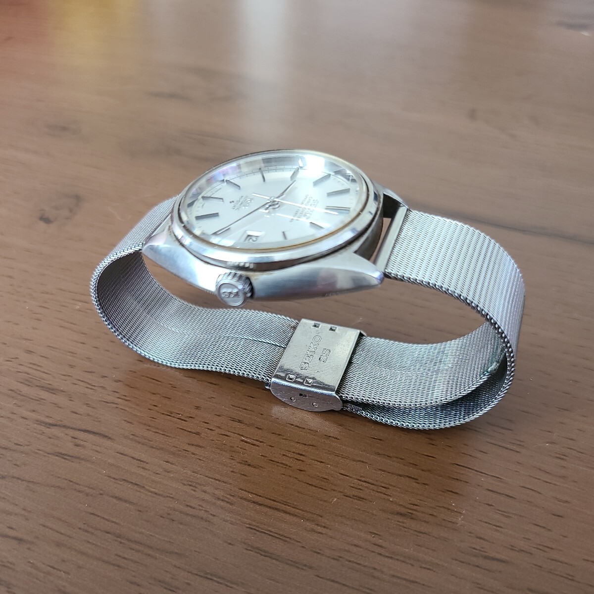 希少 稼働品 SEIKO セイコー キングセイコー Hi-BEAT 自動巻き 5625-7060 デイト CHRONO METER OFFICIALLY CERTIFIED シルバー 腕時計 の画像3