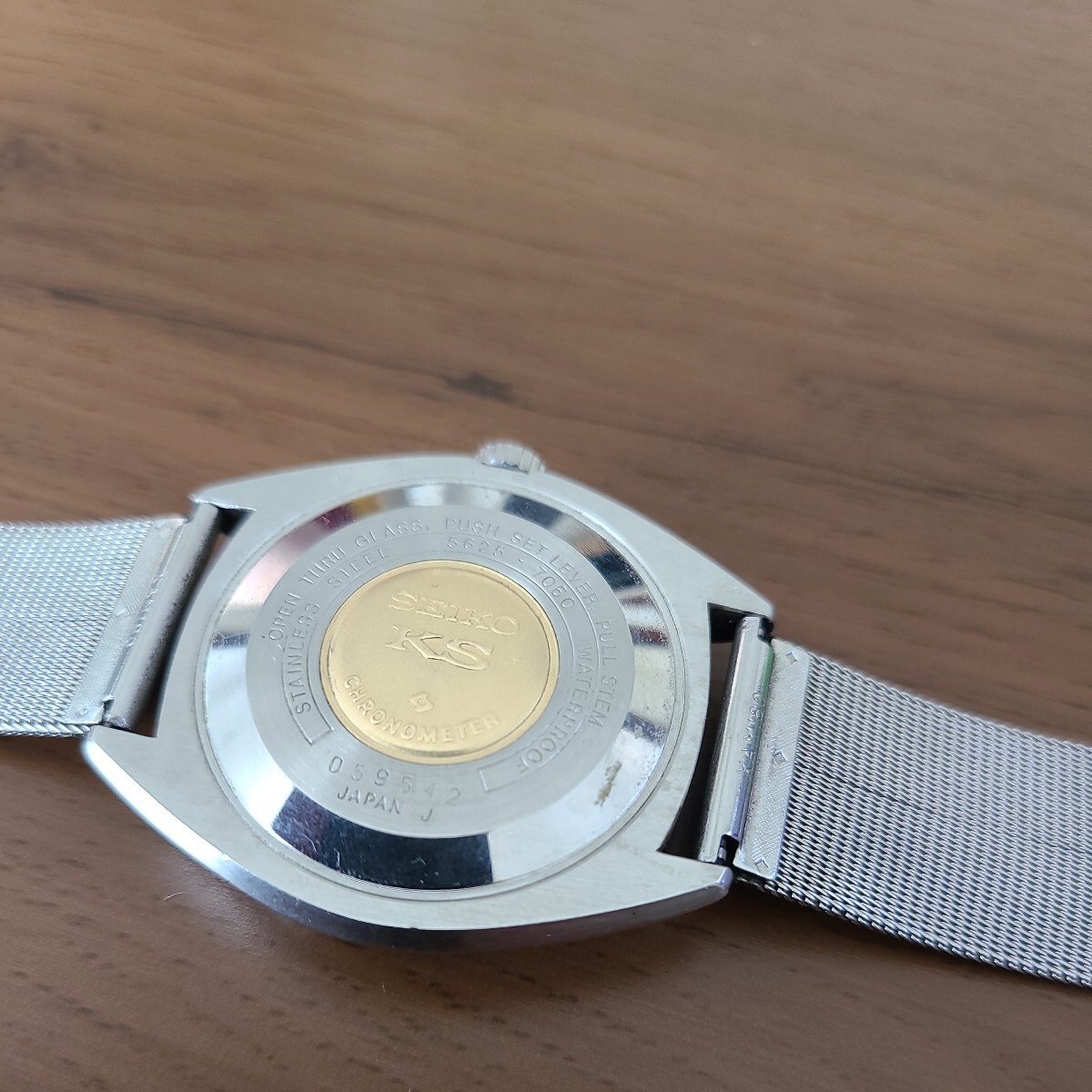 希少 稼働品 SEIKO セイコー キングセイコー Hi-BEAT 自動巻き 5625-7060 デイト CHRONO METER OFFICIALLY CERTIFIED シルバー 腕時計 の画像10