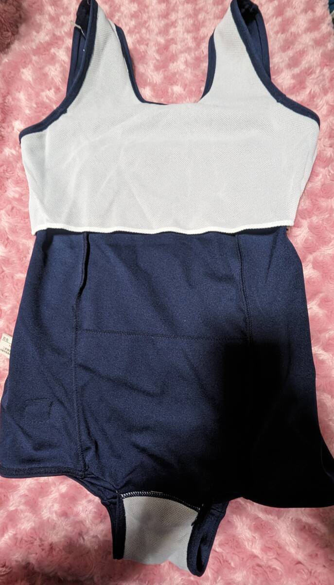 未使用レトロ スクール水着 スカートタイプ 濃紺 160サイズ ポリエステル100% 日本製の画像4