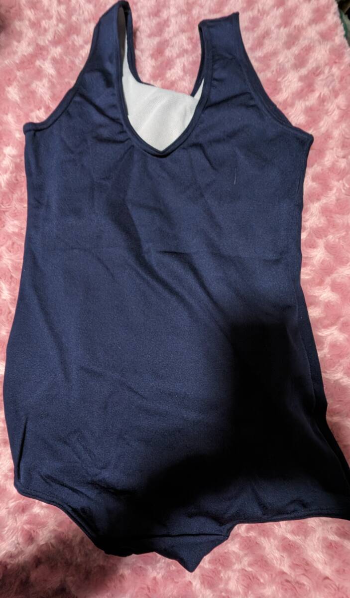 未使用レトロ スクール水着 スカートタイプ 濃紺 160サイズ ポリエステル100% 日本製の画像3