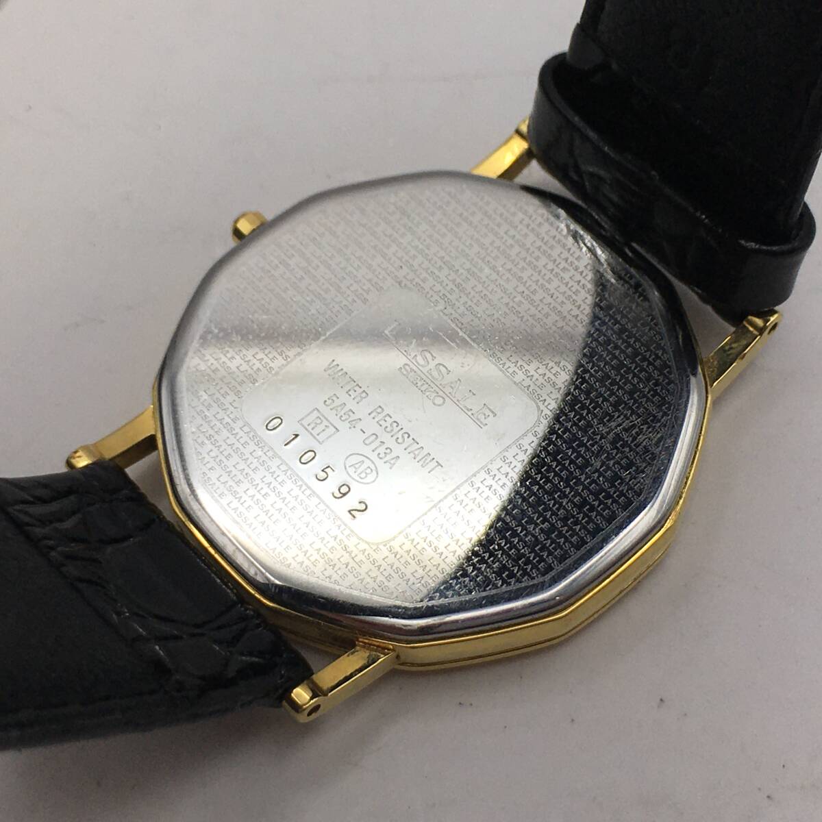 ○E12-285 SEIKO/セイコー LASSALLE ラサール 2針 メンズ クォーツ 腕時計 レザーベルト 5A54-013A 付属品ありの画像6