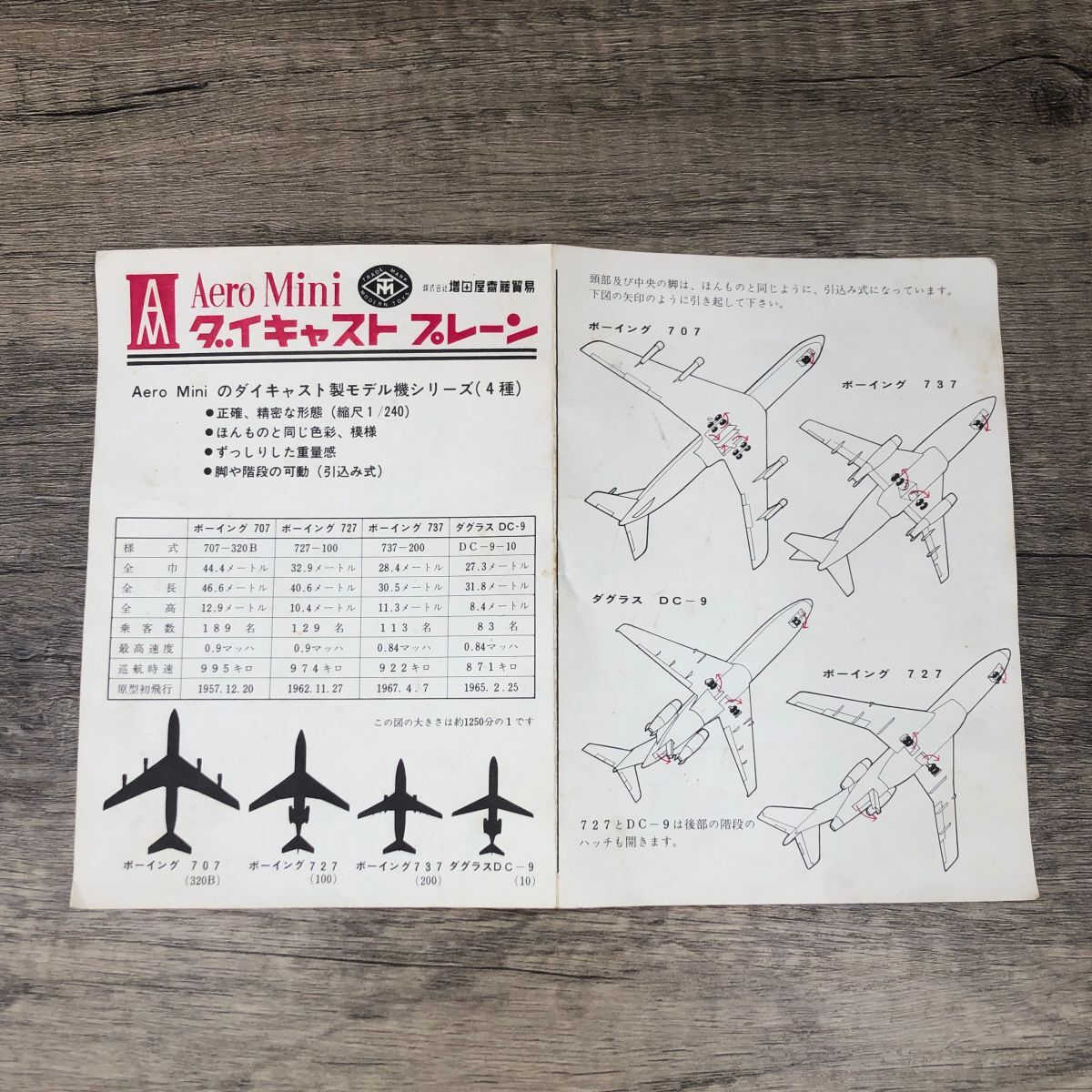 Aero Mini エアロミニ　Boeing ボーイング 707　コレクターシリーズ 1/240　ダイキャストモデル　当時物 【311-284#80】_画像9