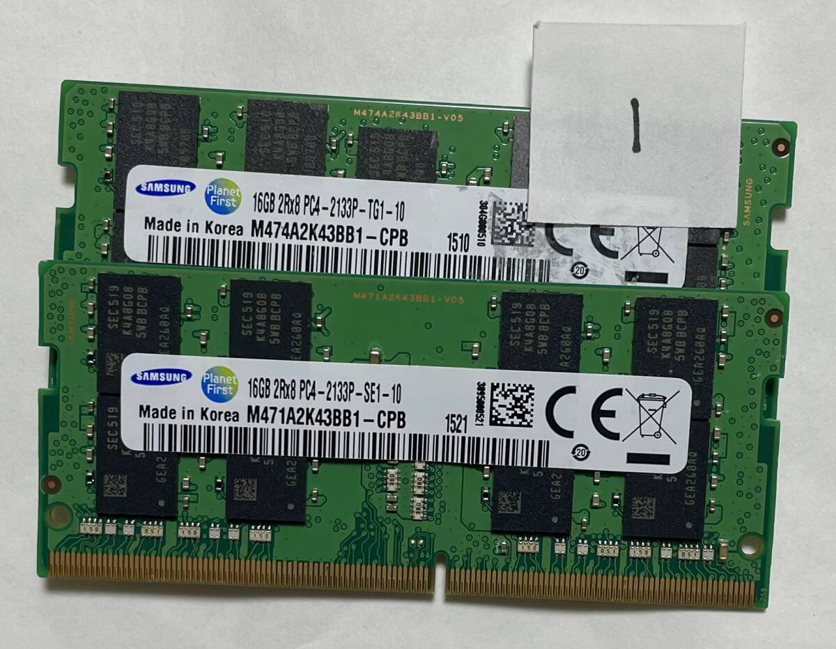 1 - メモリ SAMSUNG 32GB (16GB x2枚) SO-DIMM DDR4 PC4-2133の画像1