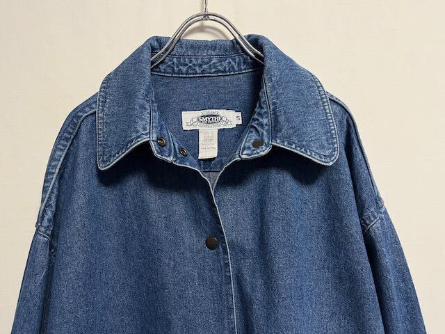 1990's made in usa SMYTHE AND COMPANY denim mixi coat スプリングコート ロングコート ヴィンテージ _画像8