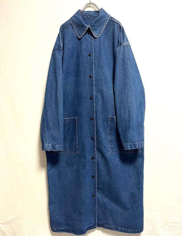 1990's made in usa SMYTHE AND COMPANY denim mixi coat スプリングコート ロングコート ヴィンテージ _画像1