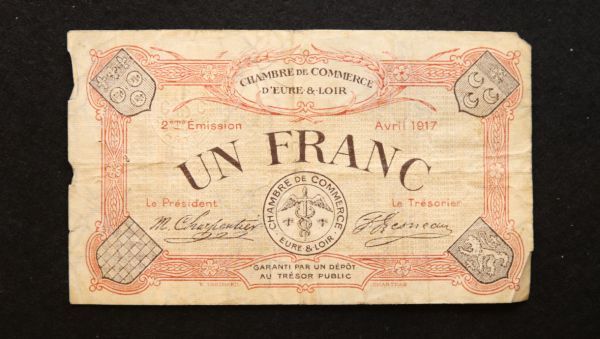 フランス ウールエロアール 緊急紙幣 1フラン（1920前後）[3348]_画像1