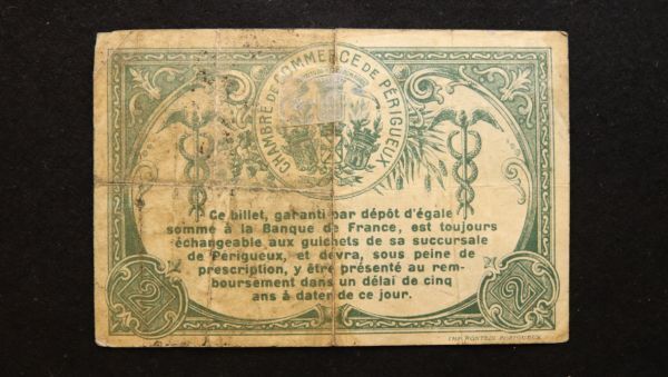 フランス ペリグー 緊急紙幣 2フラン（1920前後）[3352]_画像2