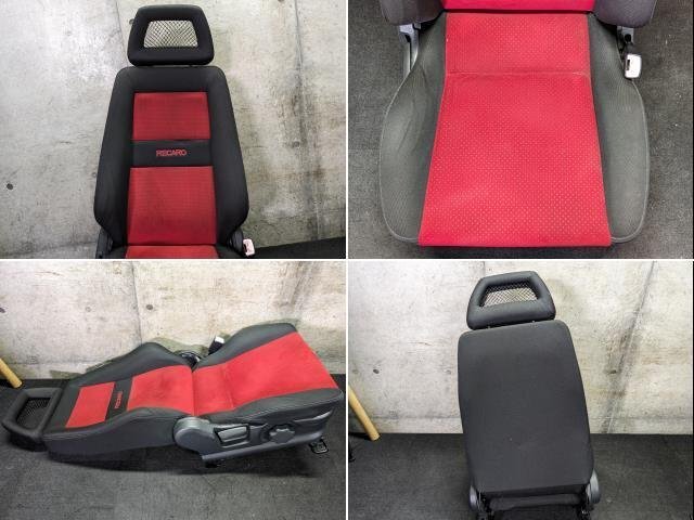 ケイワークス Kei WORKS HN22S 純正 RECARO レカロ シート 運転席 助手席 スポーツ 2脚セット フロント 左右 赤x黒 ヒーター付の画像3