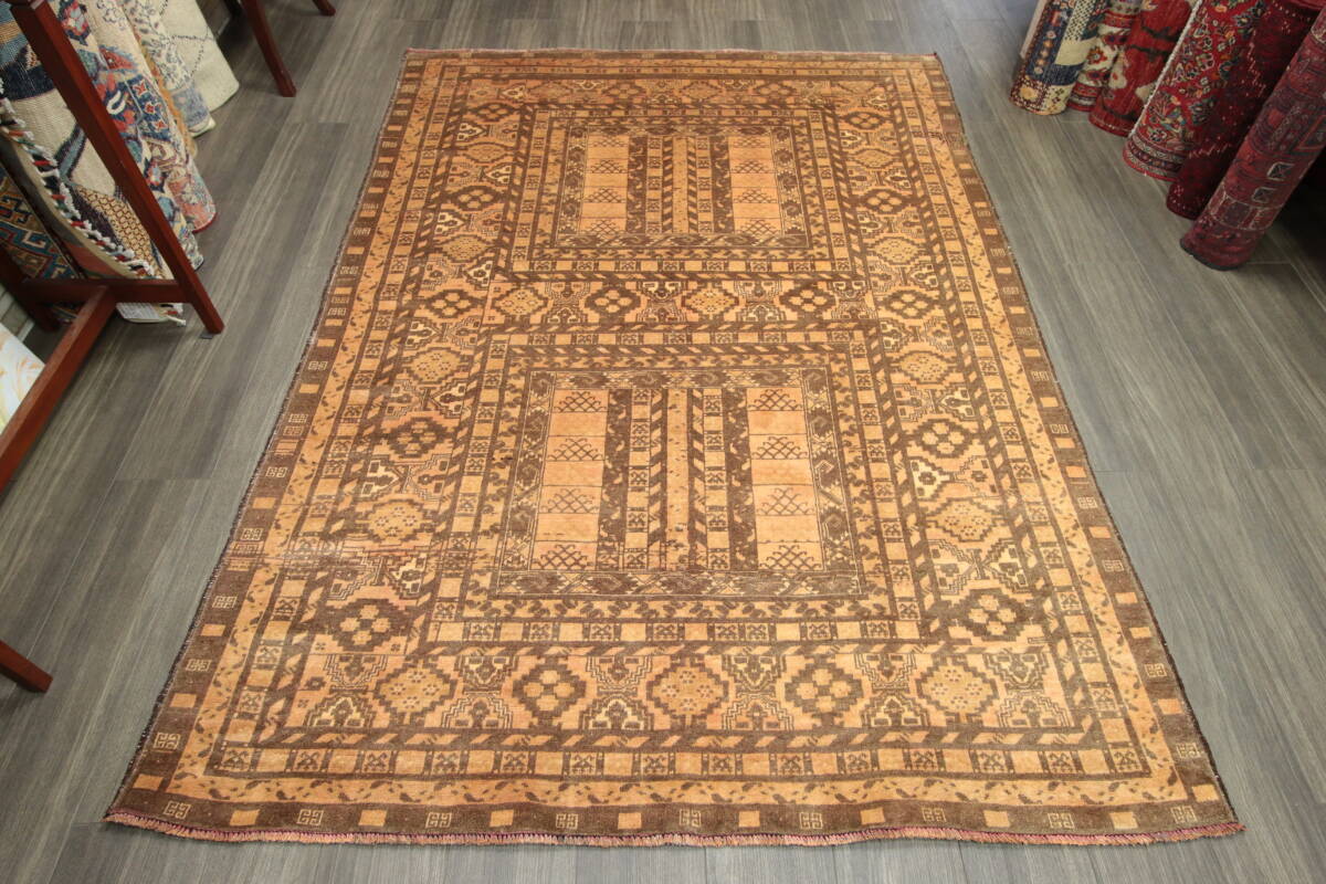 色枯れの美　アンティーク　アフガニスタン　トライバルラグ　手織り絨毯　ヴィンテージラグ　162x222cm　＃133_画像1