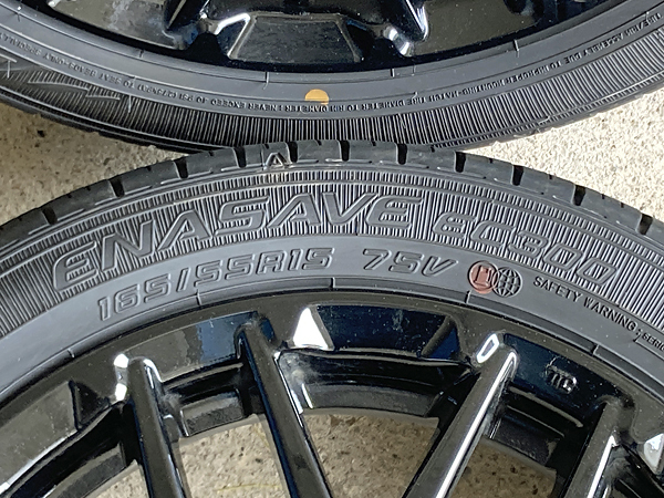 [1円～売り切り]★ホンダ N-BOX カスタム スタイル+ブラック 純正アルミ 15×4.5J＋DUNLOP ENASAVE EC300 165/55R15 2022年製 4本セット★の画像8