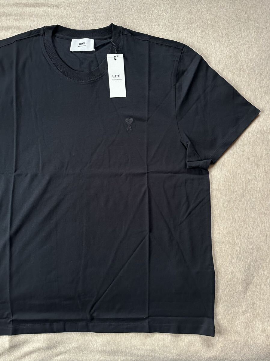 黒XXXL新品 AMI Paris グラフィック ロゴ 刺繍 Tシャツ オールブラック 半袖 カットソー アミ パリス メンズ ami alexandre mattiussi_画像6