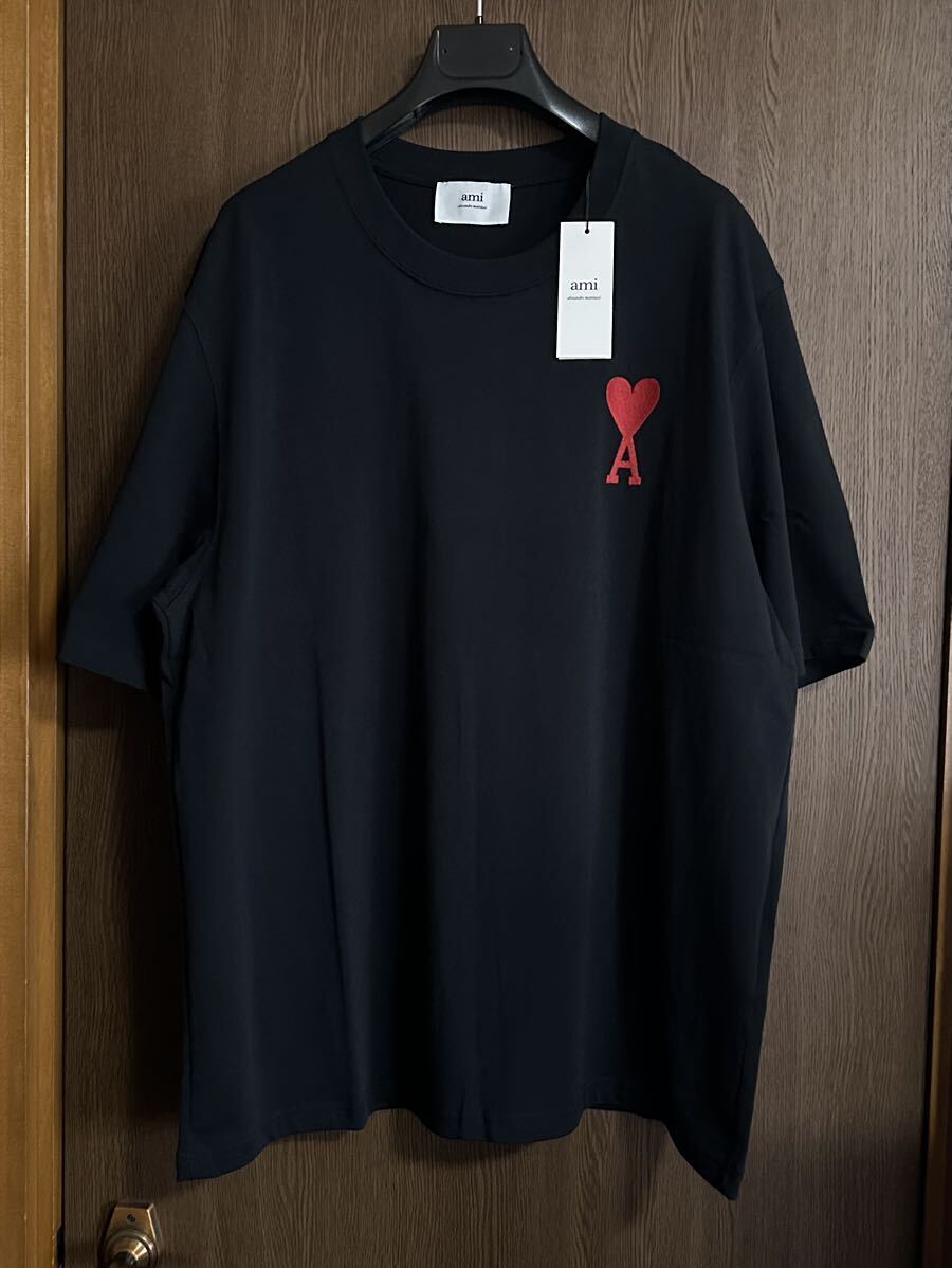 黒XXL新品 AMI Paris ビッグ グラフィック ブランドロゴ Tシャツ ブラック 半袖 カットソー アミ パリス メンズ ami alexandre mattiussi