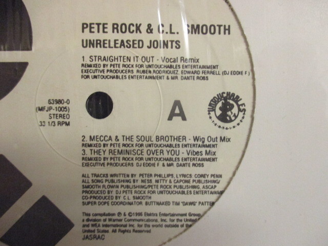 Pete Rock & C.L.Smooth ： Unreleased Joints 12'' (( Straighten It Out Vocal Remix / Mecca & The Soul Brother Wig Out Mix_画像2