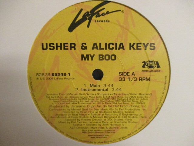 Usher & Alicia Keys ： My Boo 12'' (( 落札5点で送料当方負担_画像2