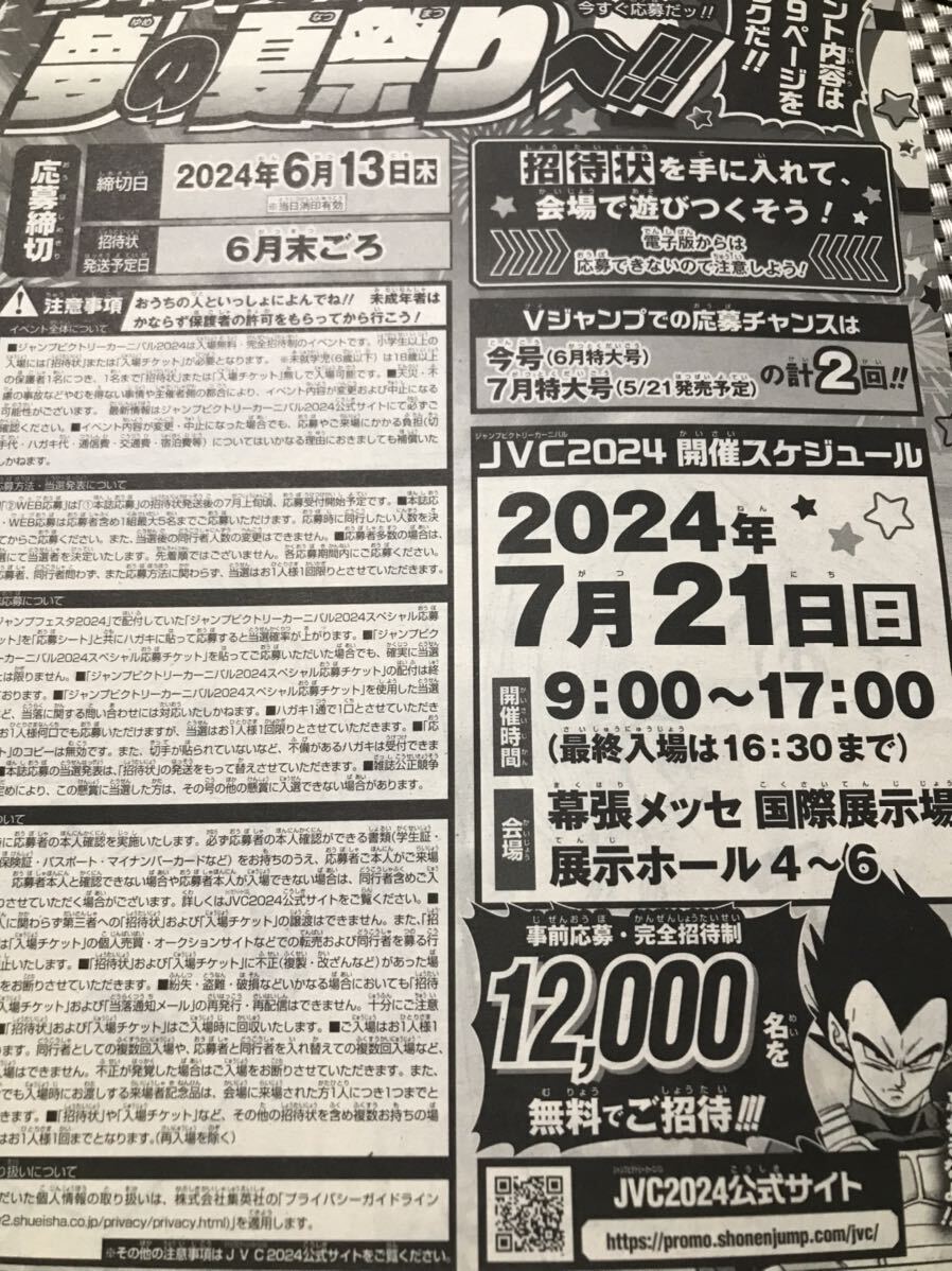 Vジャンプ 2024年6月号 ビクトリーカーニバル ジャンプ 応募券のみ 3枚まで 懸賞 応募 入場 応募シート 折り畳んで発送の画像2