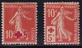 49 フランス【未使用】＜「1914 SC#B1-B2（付加金）赤十字慈善加刷」 2種完 ＞の画像1