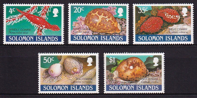 55 ソロモン諸島【未使用】＜「1990 SC#666-670 タカラガイ」 5種完 ＞の画像1