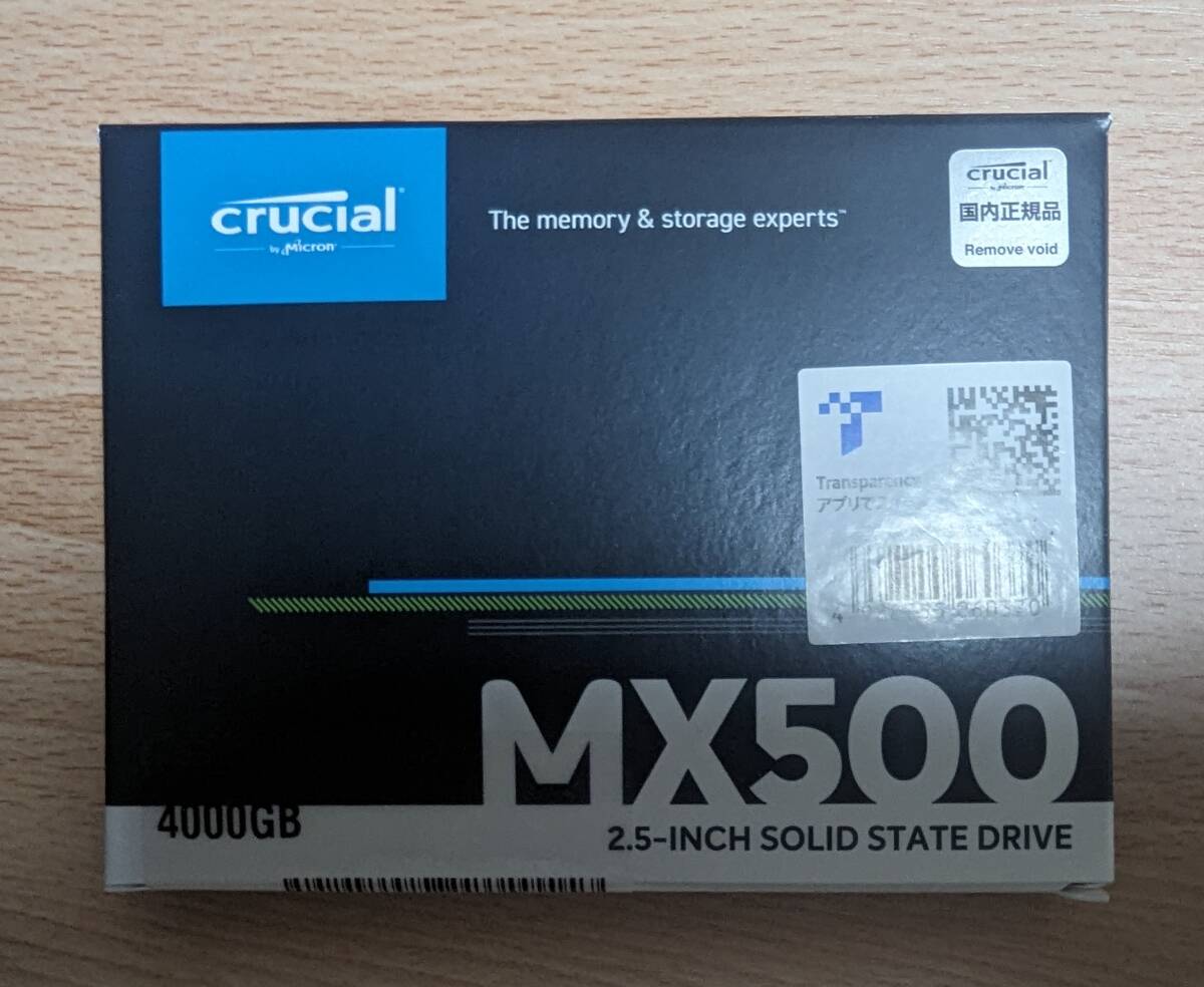 【中古】4TB Crucial SSD 4000GB 内蔵2.5インチ 7mm MX500 (9.5mmスペーサー付属) 5年保証 【PlayStation4 動作確認済】 正規代理店保証品の画像1