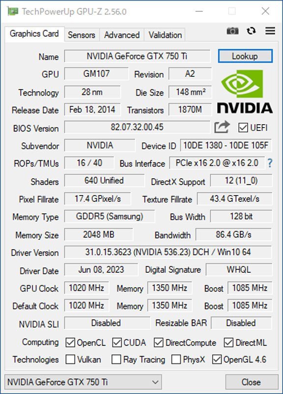 中古グラフィックカード 動作確認済 Vista～Win11 LINUX ★ GALAXY NVIDIA GeForce GTX 750 Ti GDDR5 2048MB 128bit VGA/DVI/HDMI #2552-Kの画像4