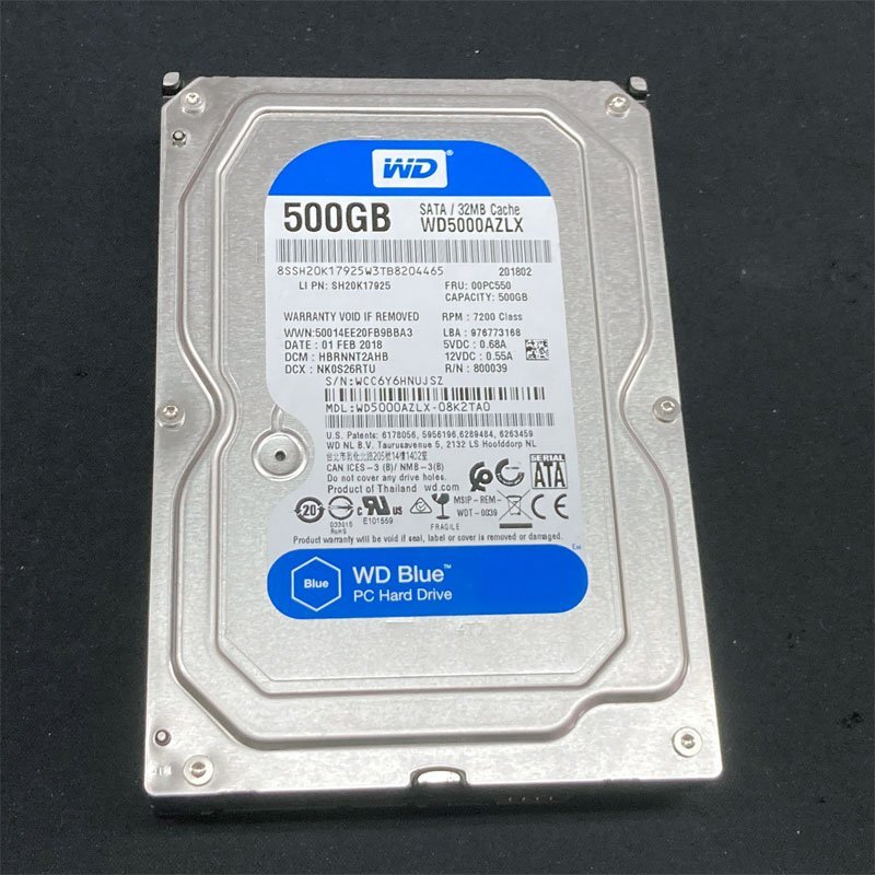 状態正常 3.5インチ 500GB 7200rpm 1個 SATA接続 ★ WesternDigital WD5000AZLX 電源投入回数 548回 使用時間 4150時間 #6-153_画像2