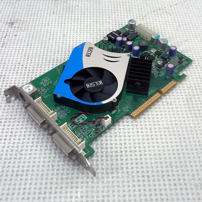 現状渡し 動作未チェック AGP WinXP～Win8 LINUX ★ ELSA NVIDIA GeForce 7600 GT VGA/DVI/VIDEO #2666-Kの画像1