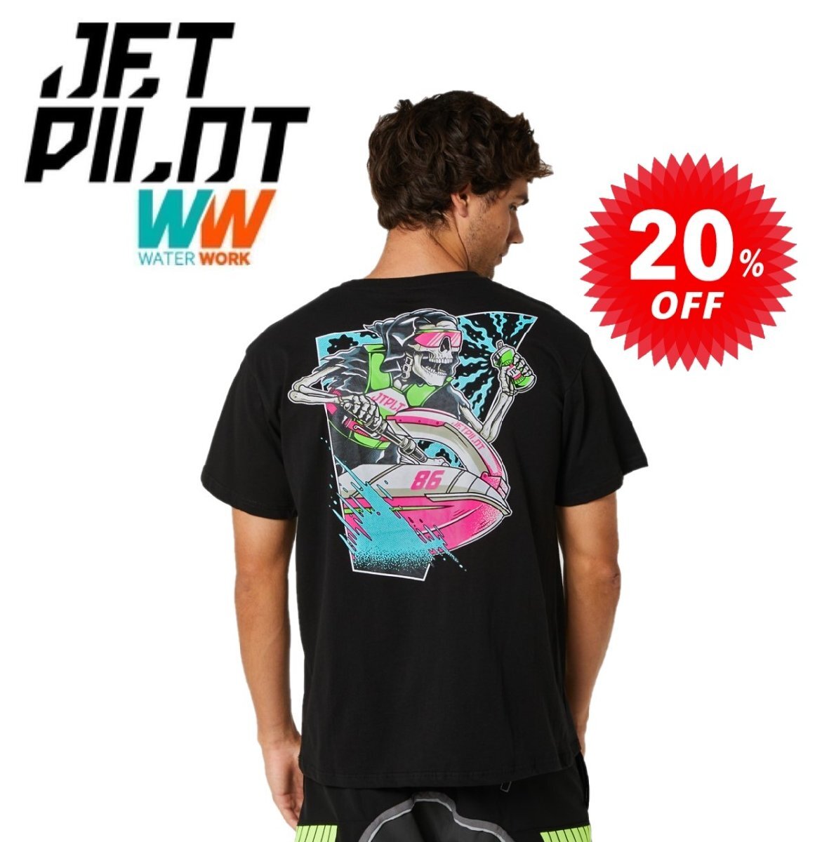 ジェットパイロット JETPILOT Tシャツ セール 20%オフ 送料無料 グッド タイムズ メンズ Tシャツ S22603 ブラック 2XL_画像1