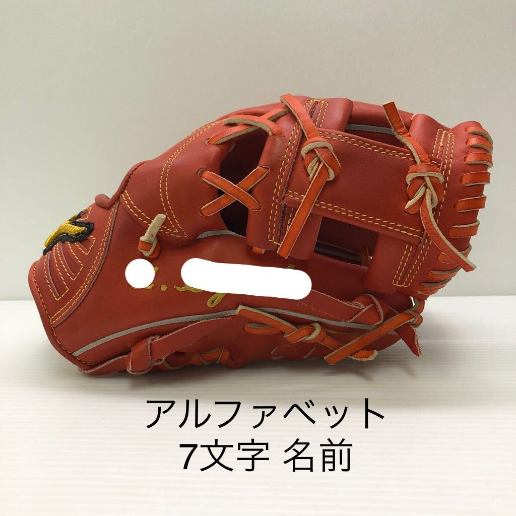 G-9652 【再出品】ミズノ MIZUNO ミズノプロ mizunopro 軟式 耕作印 内野手用 オーダー グローブ グラブ 野球 中古品 刺繍入りの画像2