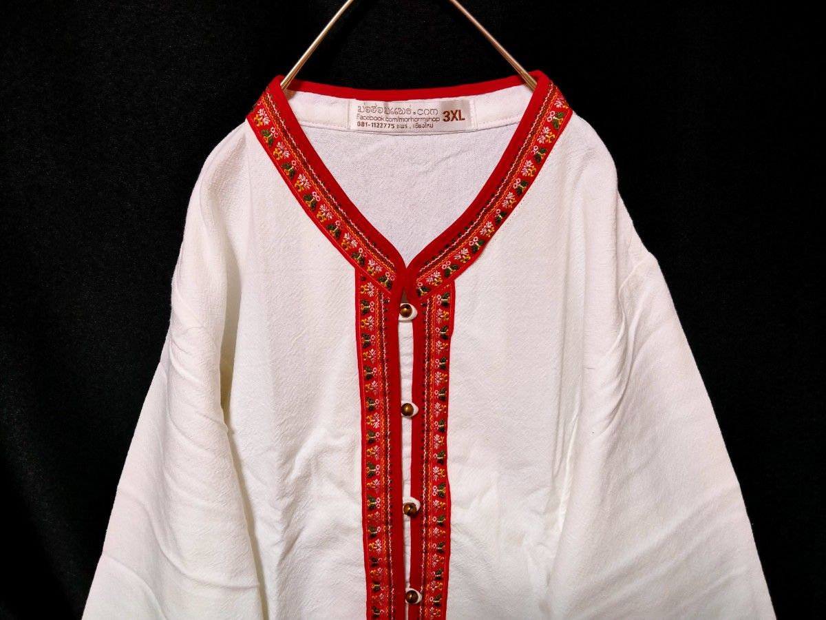 未使用　アジアンファッション　ラオス民族衣装　オーバーサイズ　羽織　個性派
