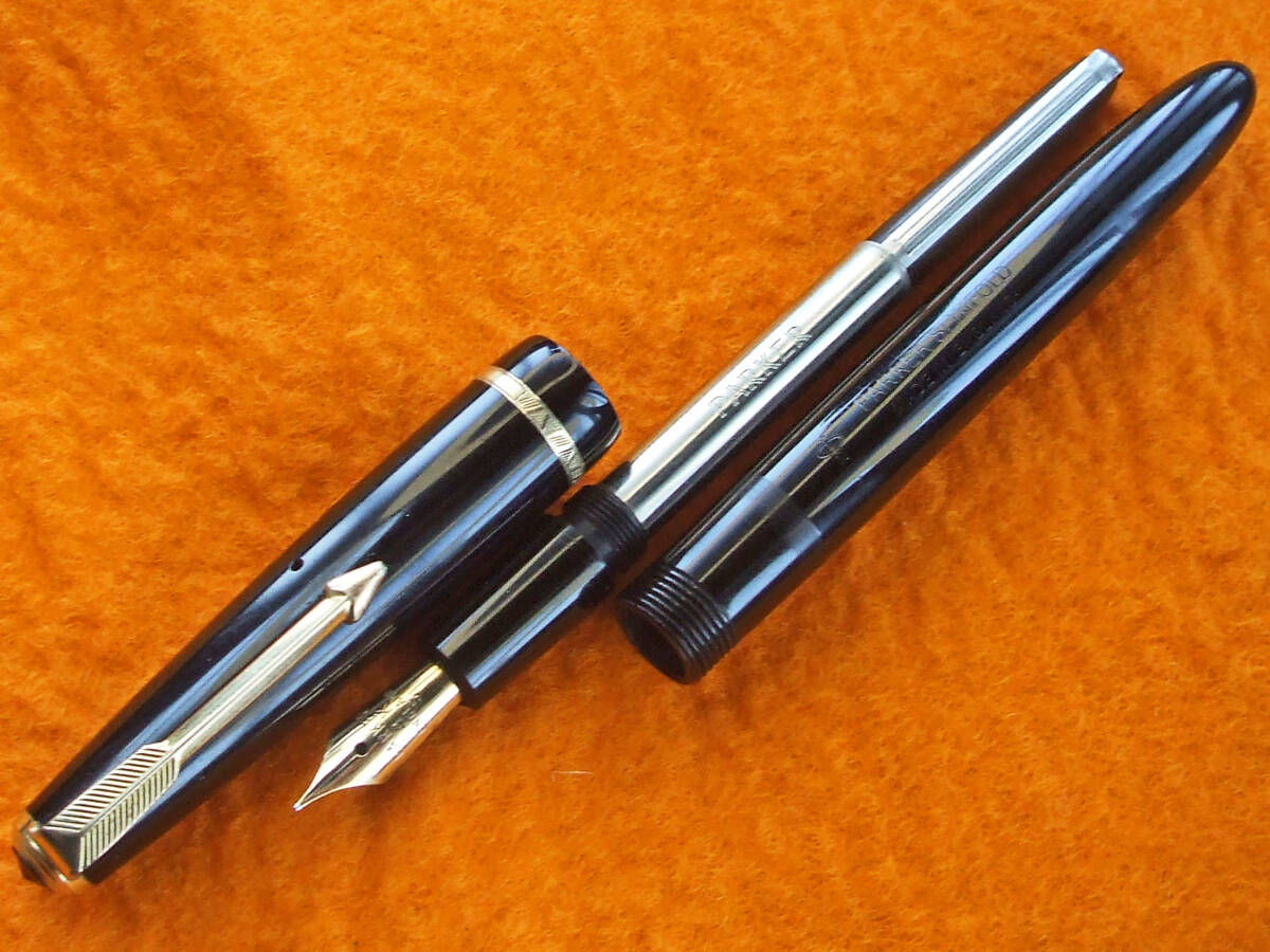 ◆美品◆1950年代製 パーカー・スリムフォルド万年筆 ブラック 14金F ロンドン◆ 1950’s Parker Slimfold Pen 14c F nib England ◆の画像5