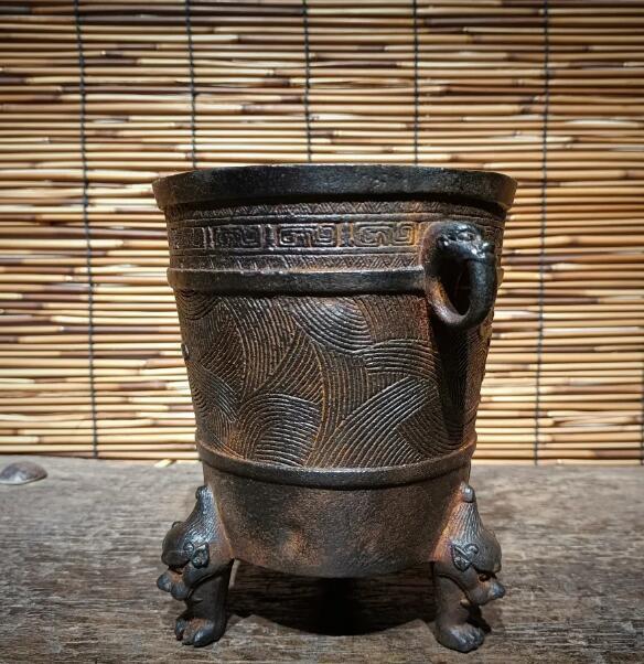 旧鉄器/鋳鉄ストーブ*お茶を沸かす*お湯を沸かす*バーベキューストーブ*炭ストーブ*高さ約16cmの画像4
