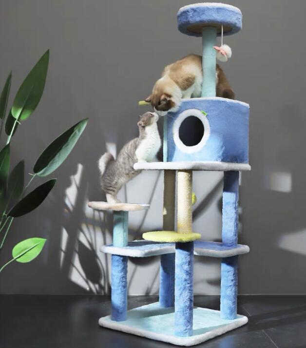 ふわふわタワー 猫パステルタワー プレイキャットタワー 猫 組み立て