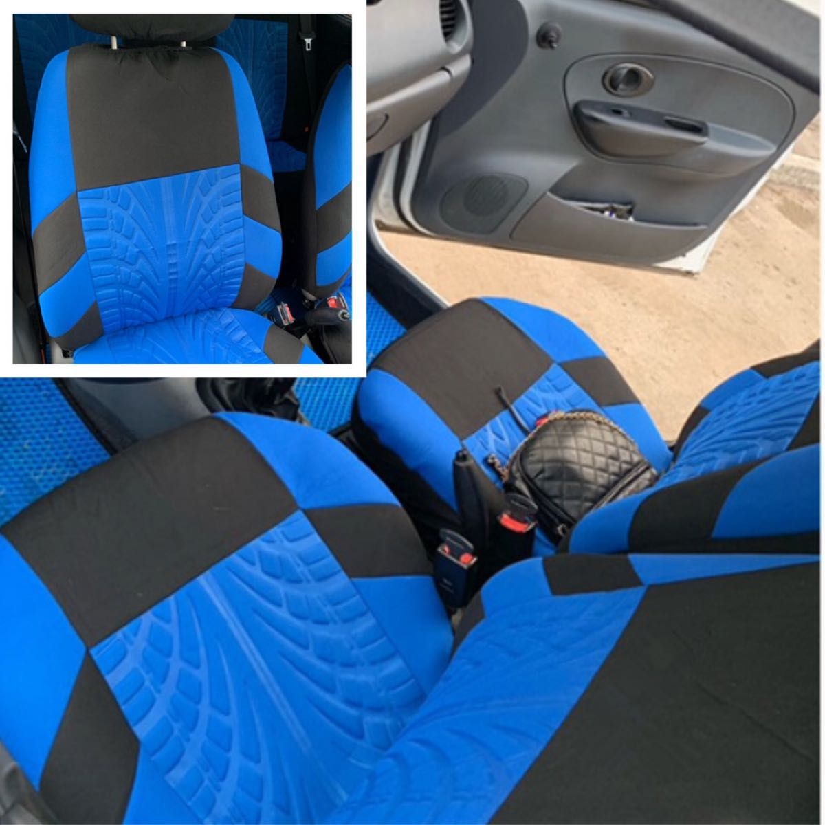 シートカバー　ブルー　青　自動車　フロント用　座席カバー　2枚セット　汎用サイズ　カー用品　洗濯可　汚れ防止　スポーツ　アウトドア