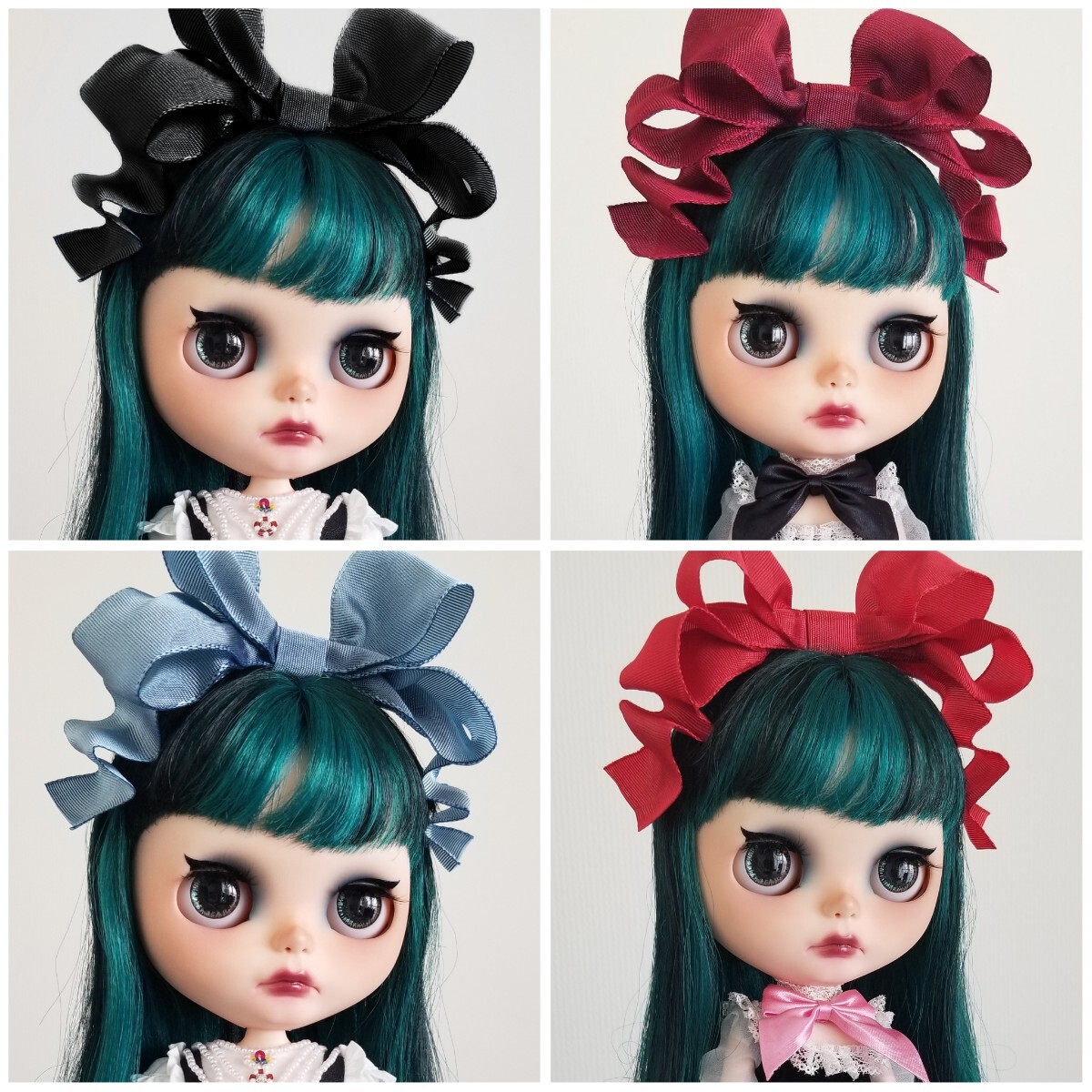 ブライス Blythe リボン ヘッドドレス アウトフィット レッドの画像2