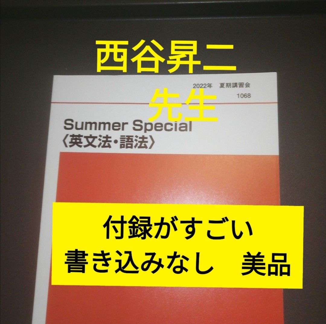 代ゼミテキスト SUMMER SPECIAL サマースペシャル 西谷昇二 夏期 代ゼミテキスト SUMMER SPECIAL サマースペシャル 西谷昇二 夏期