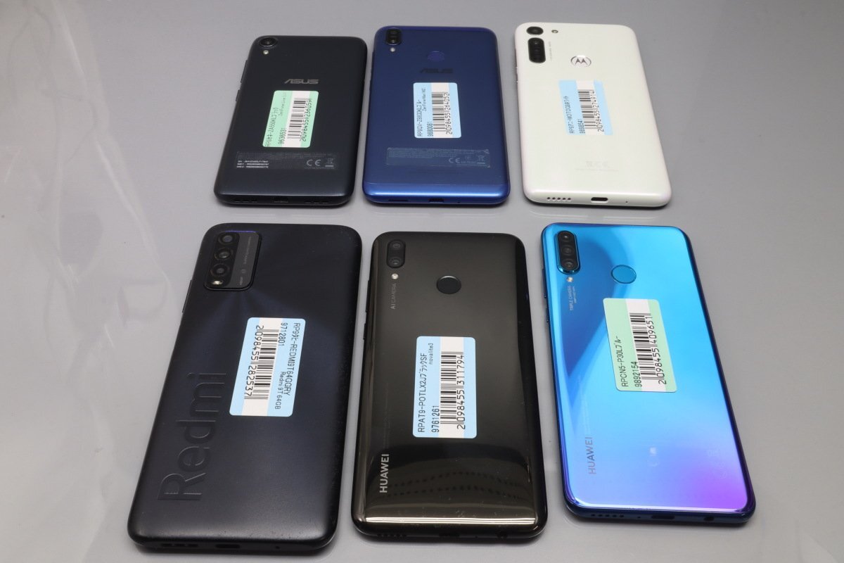 ASUS/motorola/Xiaomi/HUAWEI / ZA550KL/ZB633KL/moto g8等 いろいろ計6台セット ■SIMフリー★Joshin(ジャンク)6059【1円開始・送料無料】の画像1