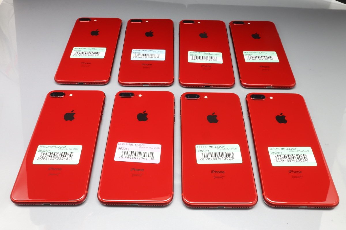 Apple iPhone8 Plus 64GB (PRODUCT)RED 計8台セット A1898 MRTL2J/A ■SIMフリー★Joshin(ジャンク)0210【1円開始・送料無料】の画像1