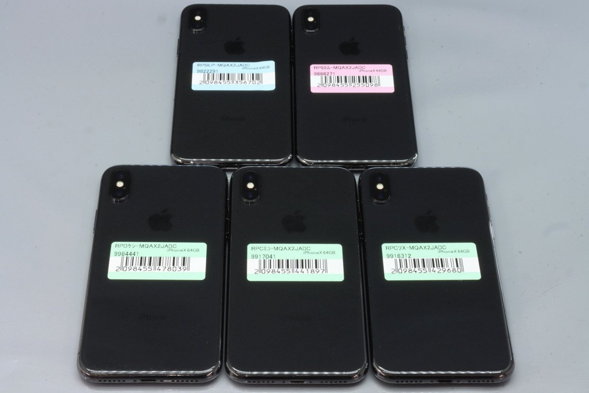 Apple iPhoneX 64GB Space Gray 5台セット A1902 MQAX2J/A ■ドコモ★Joshin(ジャンク)6702【1円開始・送料無料】の画像1