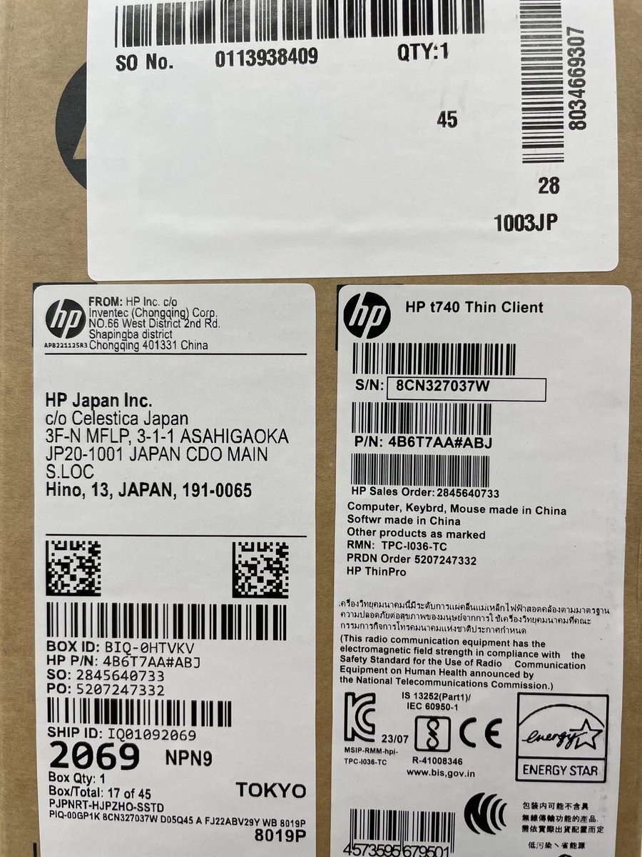 HP t740 Thin Client AMD Ryzen V1756B/8G/eMMC32G/光学D無/ThinPro/Office無 3台セットです ■HP★Joshin(難あり)1652【1円開始・送料無の画像7