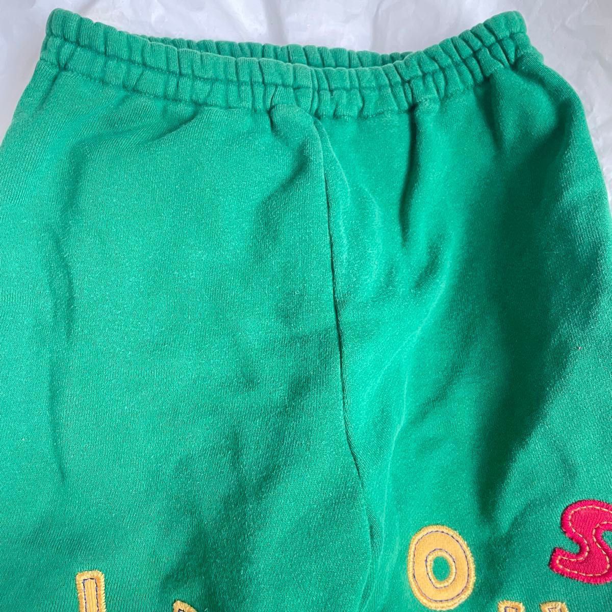 美品 オールド レトロ ミキハウス 日本製 ショート パンツ 110 綿100% 半ズボン ロゴ グリーン 緑