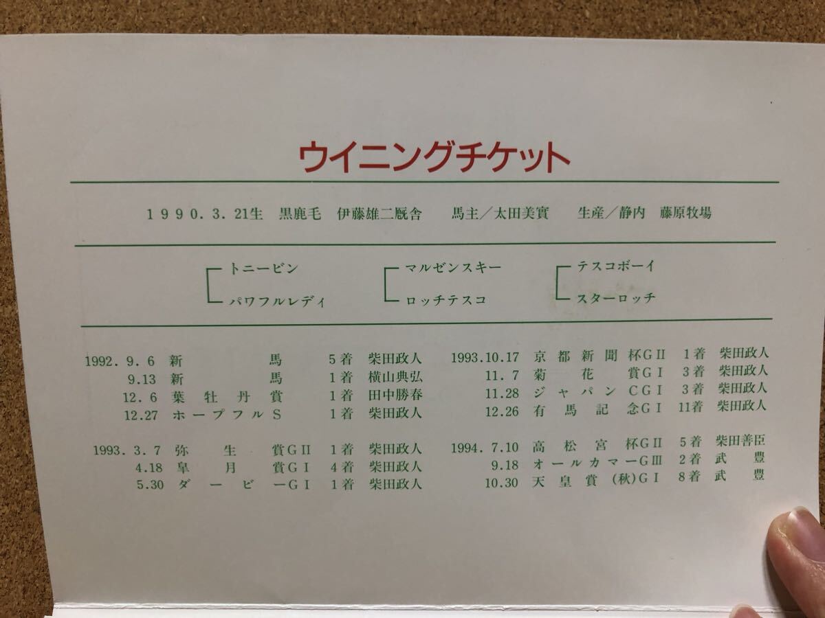 テレホンカード★競馬★ウイニングチケット★50度数2枚1000円分★台紙つきの画像4