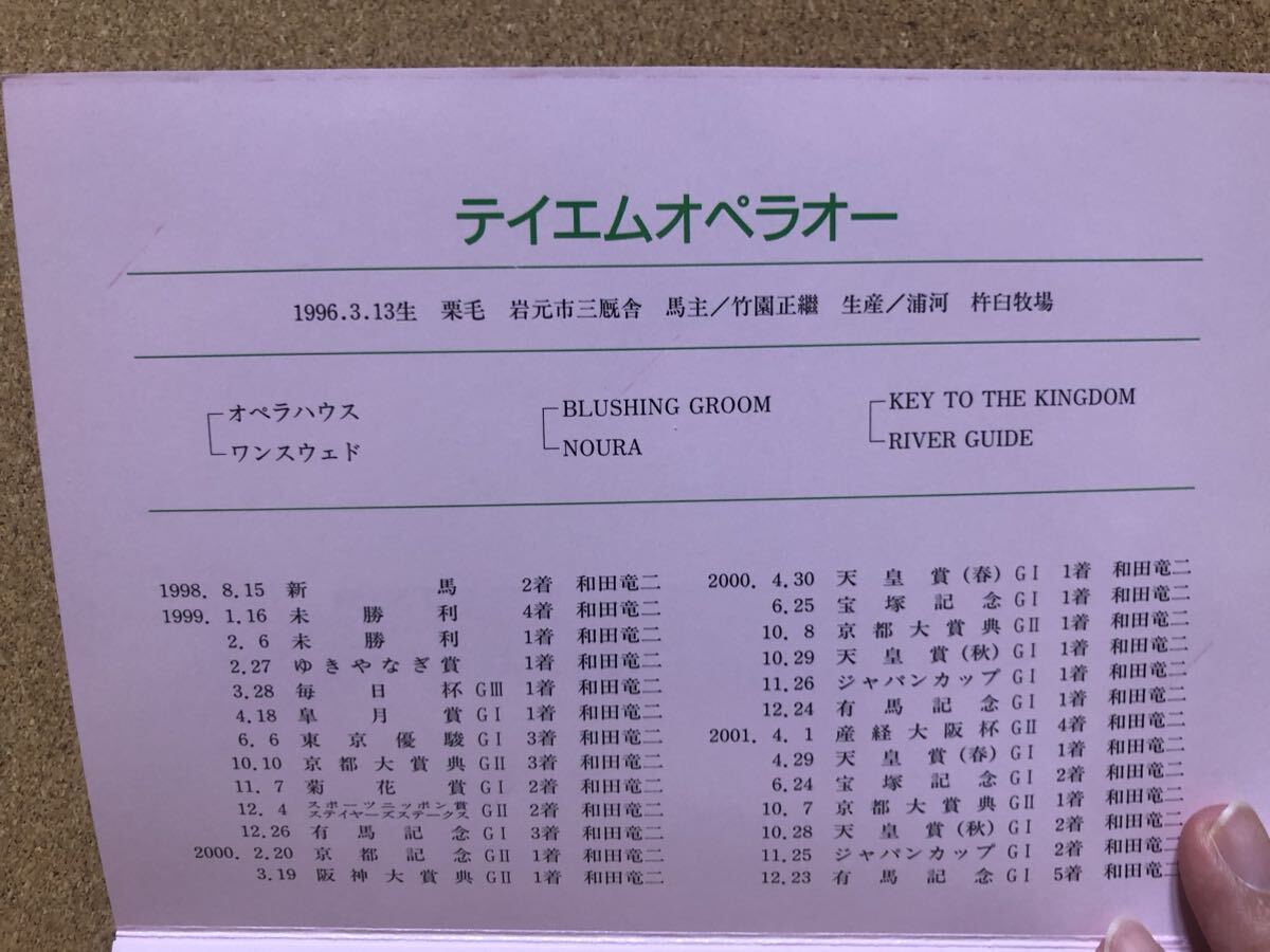 テレホンカード★競馬★テイエムオペラオー★50度数2枚1000円分★台紙つきの画像6