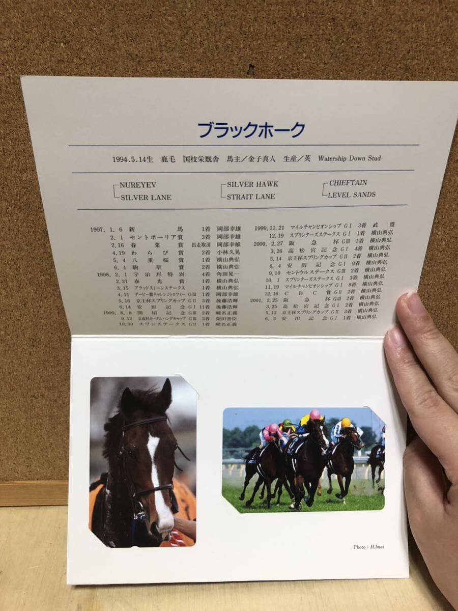  telephone card * horse racing * black Hawk *50 frequency 2 sheets 1000 jpy * cardboard attaching 