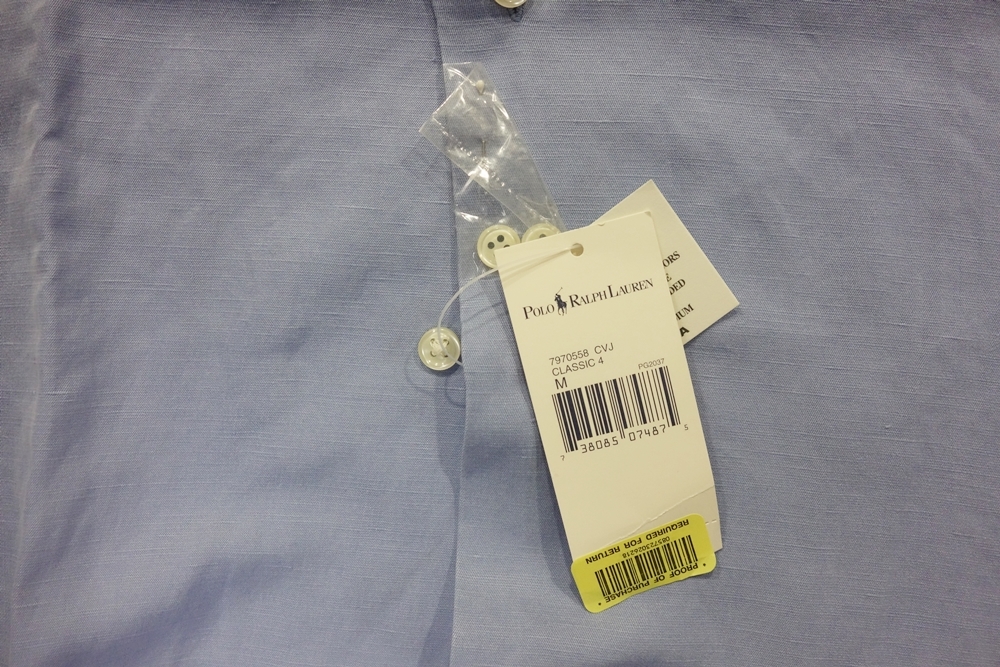  Vintage неиспользуемый товар Ralph Lauren Caldwell Shirt Men\'s Size M голубой шелк linen Ralph Lauren рубашка с коротким рукавом холодный well 
