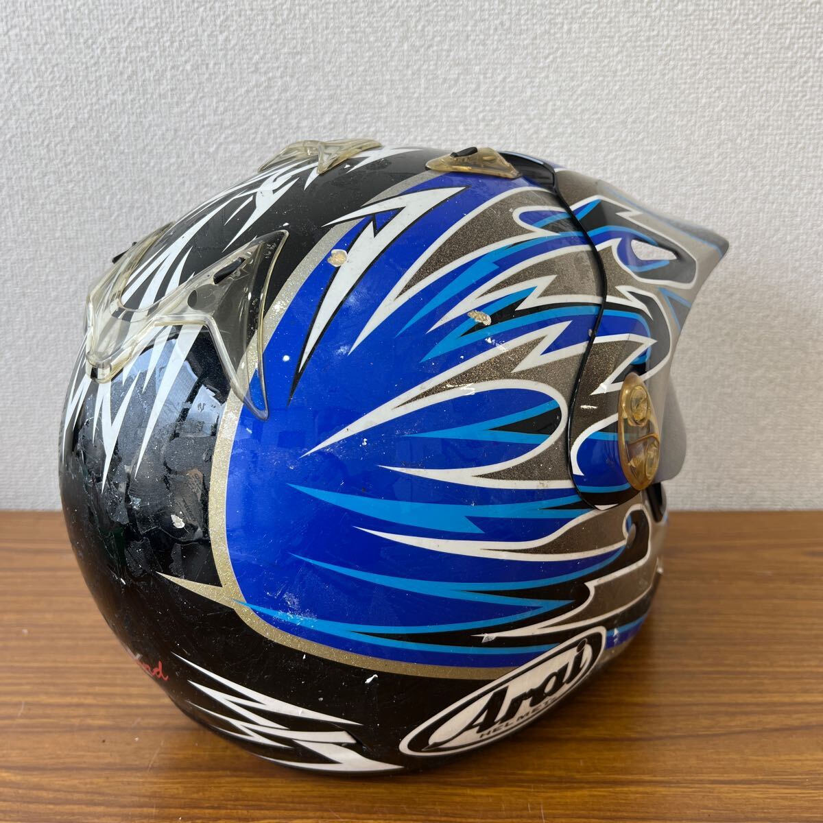 管S240413 a ★☆ Arai フルフェイスヘルメット モタードTX オフロード /サイズ 61～62cm現状品 ☆★の画像5