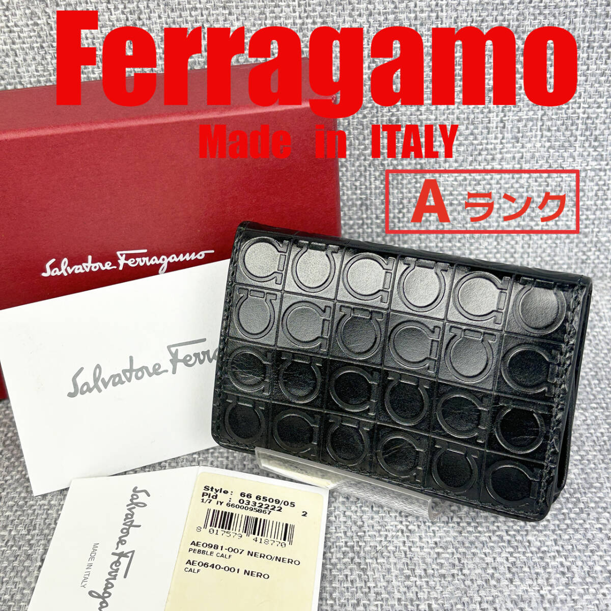  прекрасный товар *Ferragamo Ferragamo мужской ячейка для монет кошелек для мелочи кожа чёрный натуральная кожа Италия производства с коробкой 