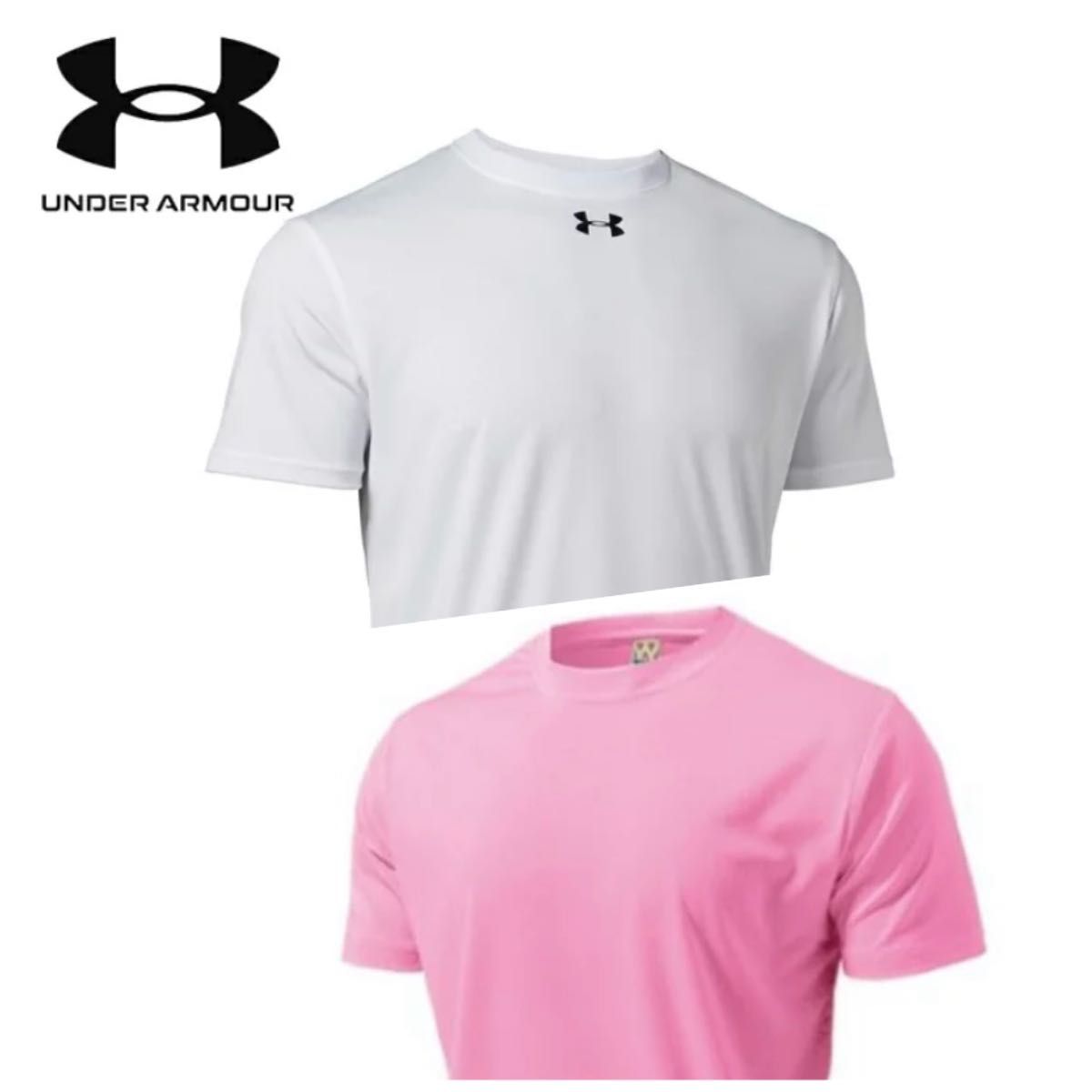 アンダーアーマー UNDER ARMOUR と glimmer  Tシャツ 2点 スポーツウェア Mサイズ 男女兼用 白 ピンク