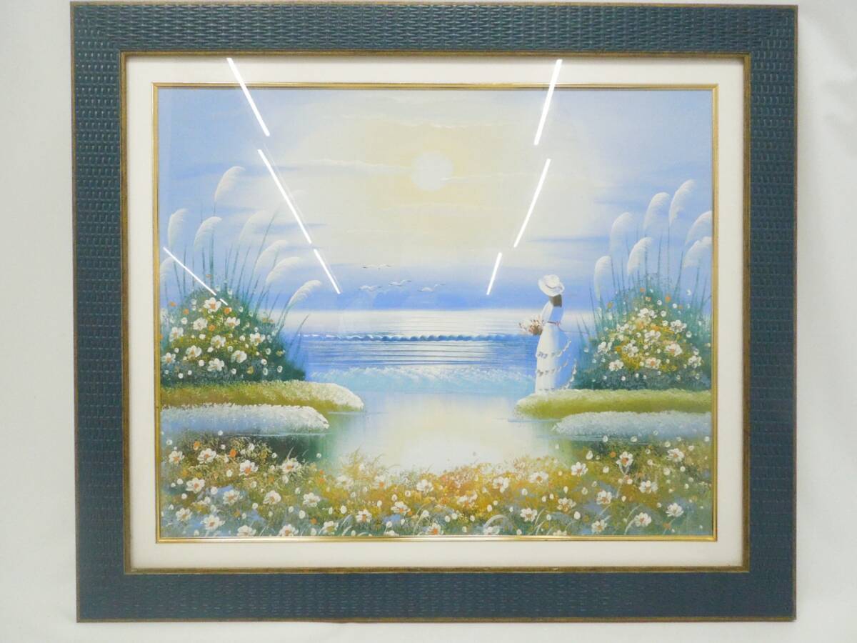 ‡ 0150 author unknown oil painting frame oil painting landscape painting sea side flower portrait painting amount size approximately 69×59. used 
